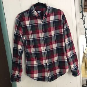 Lands End cotton flannel plaid lumberjack hipster indi Medium Slim